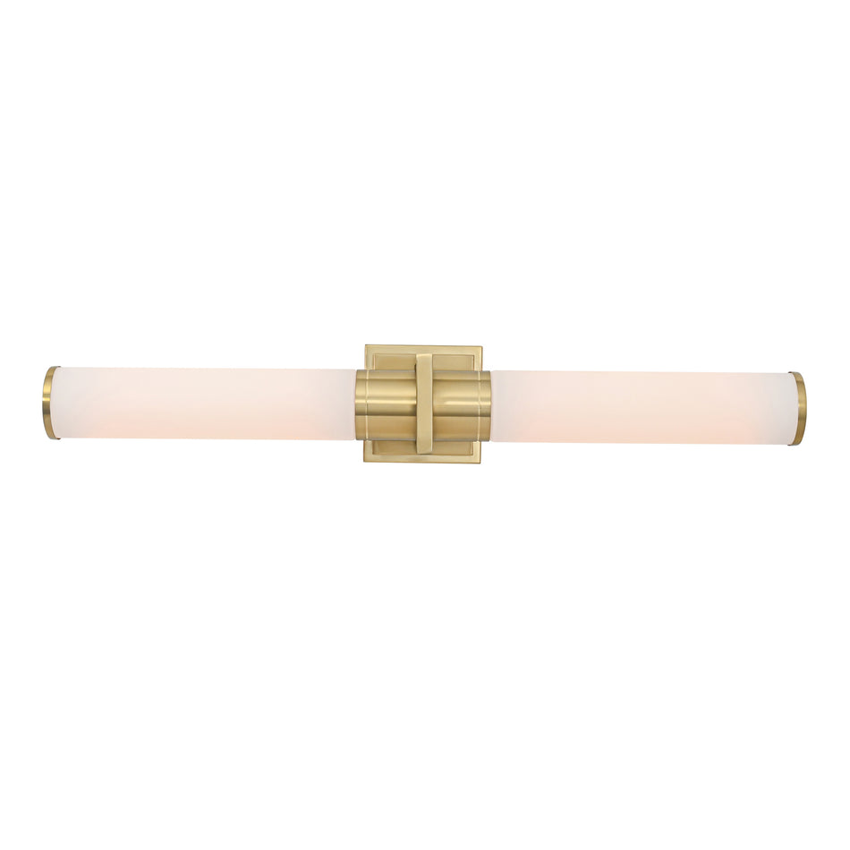 Positano - 2-Light Bathroom Vanity Light - White Glass/Satin Brass