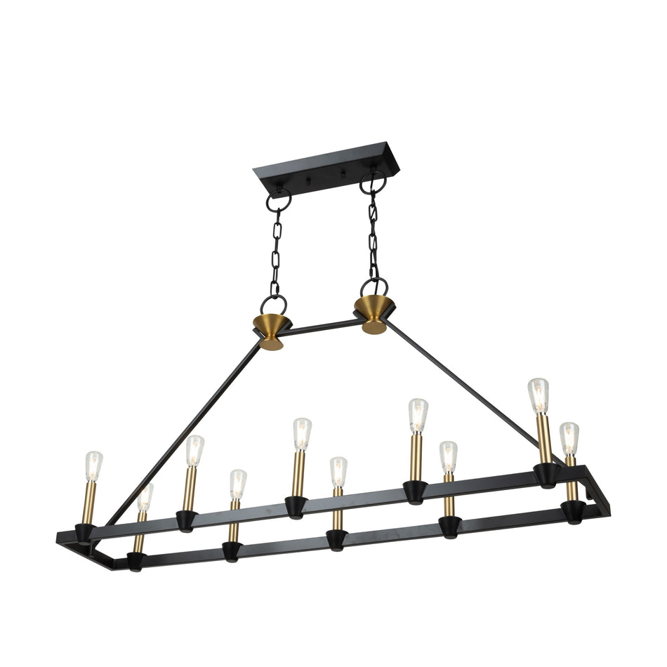 Notting Hill Collection 10-Light Island/Pool Table Black and Brushed Brass
