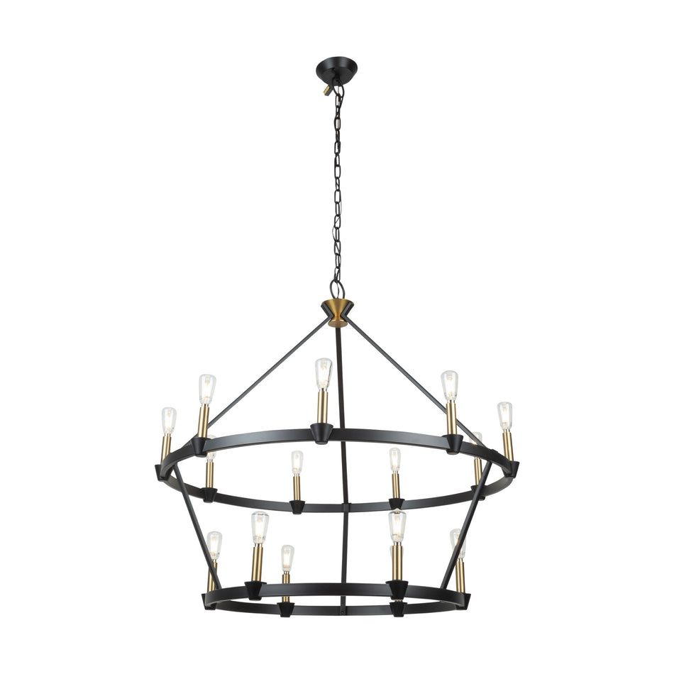 Notting Hill Collection 15-Light Chandelier Black and Brushed Brass