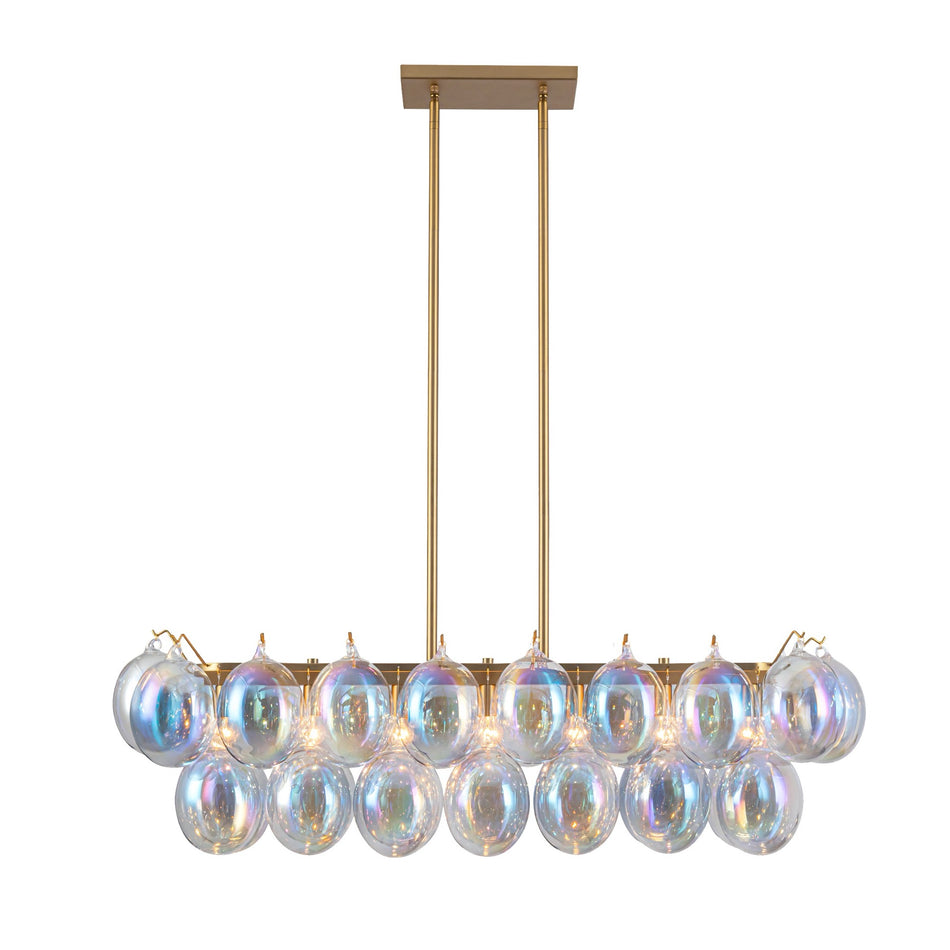 Globo Collection 8-Light Island/Pool Table Iridescent and Brass