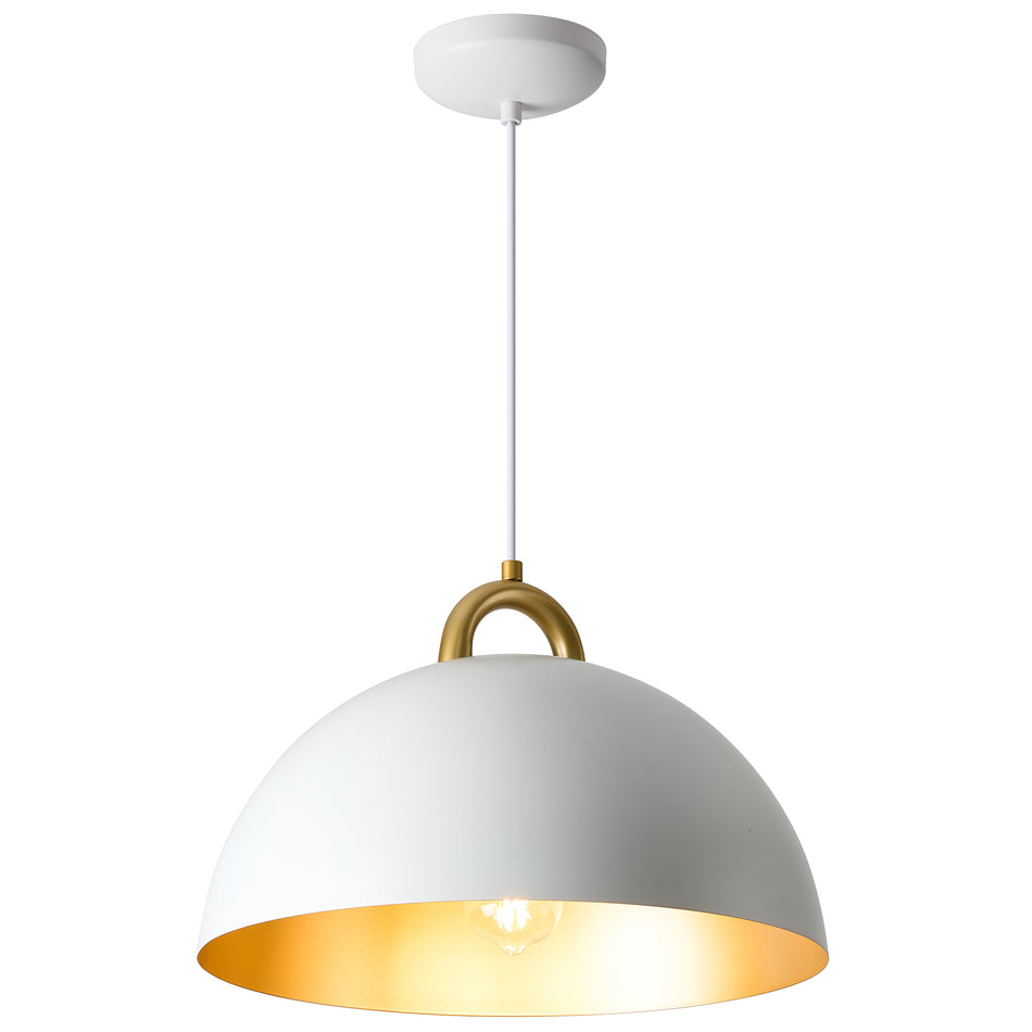 Pantheon - 1-Light Pendant - 15.75" - Gold/White