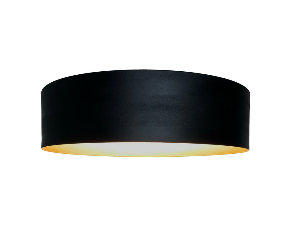 Orsa Collection 1-Light Flush Mount Black and Brushed Brass