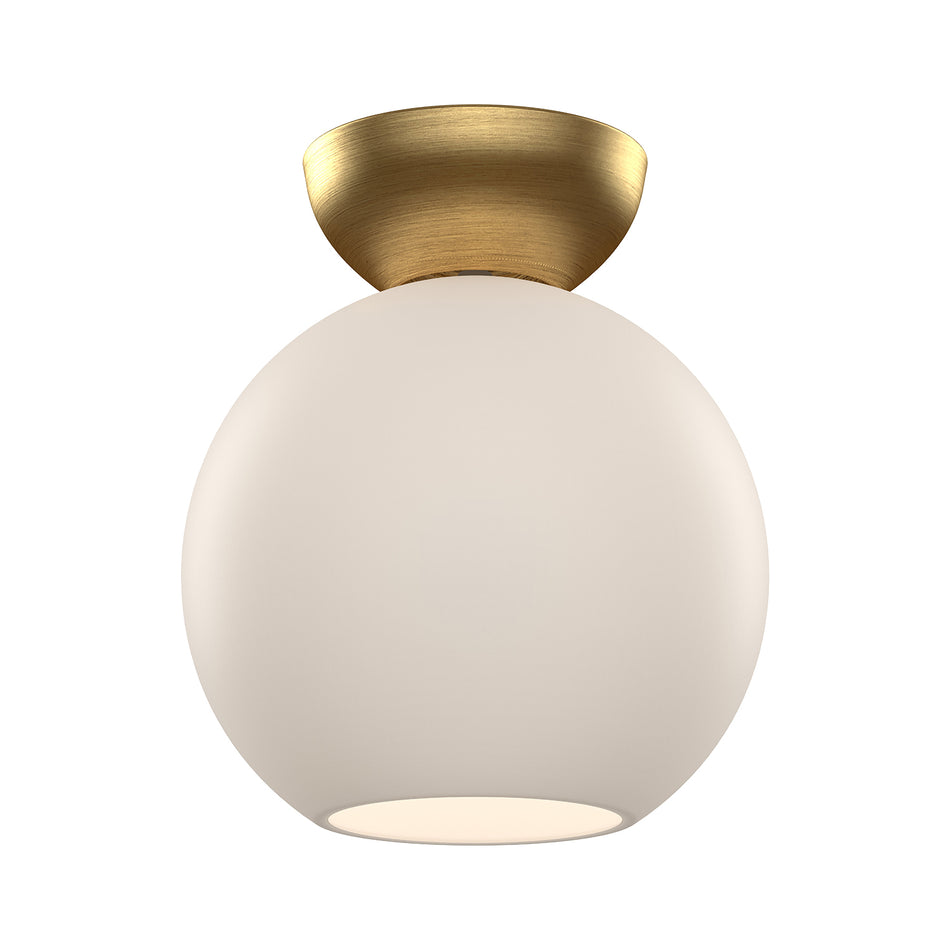 Arcadia 8-in Brushed Gold/Opal Glass 1 Light Semi Flush Mount