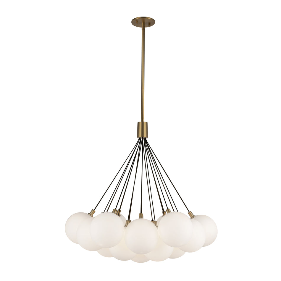Bolla 28-in Brushed Gold/Opal Glass LED Chandelier
