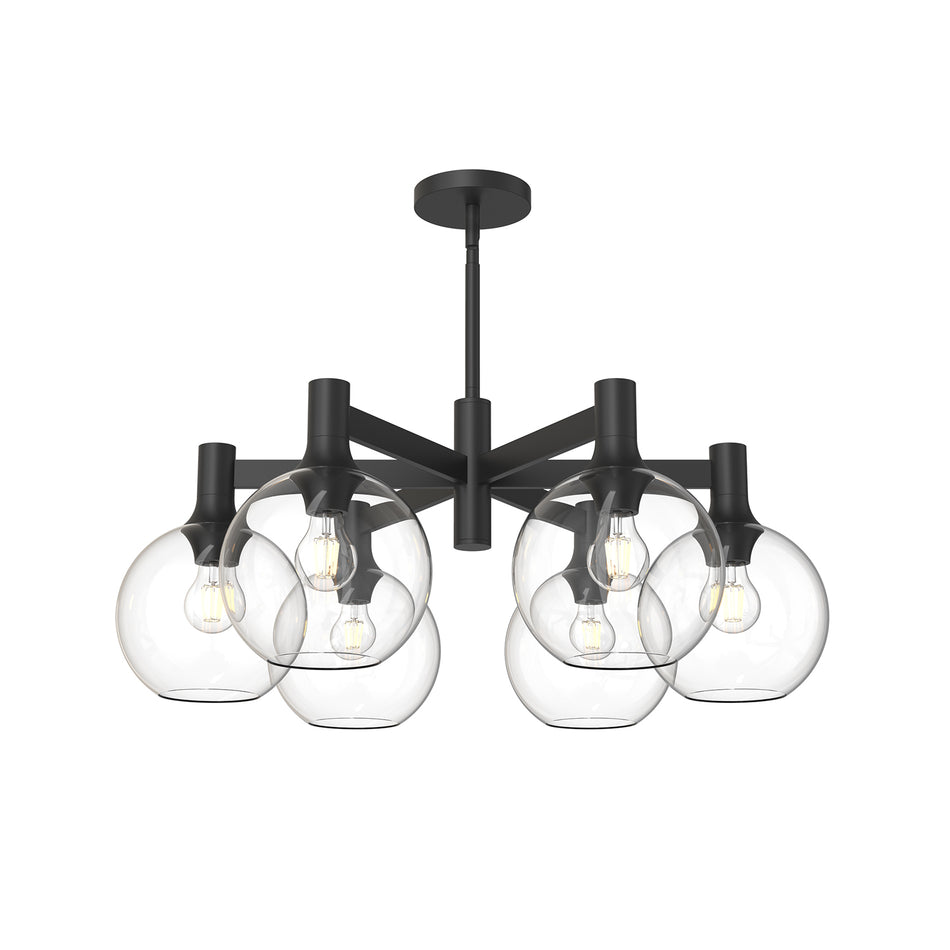 Castilla 29-in Clear Glass/Matte Black 6 Lights Chandeliers