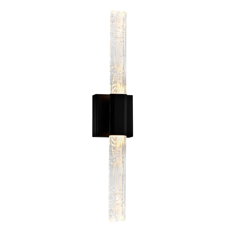 Greta Integrated LED 24in Black Vanity Light with Handcrafted Glass