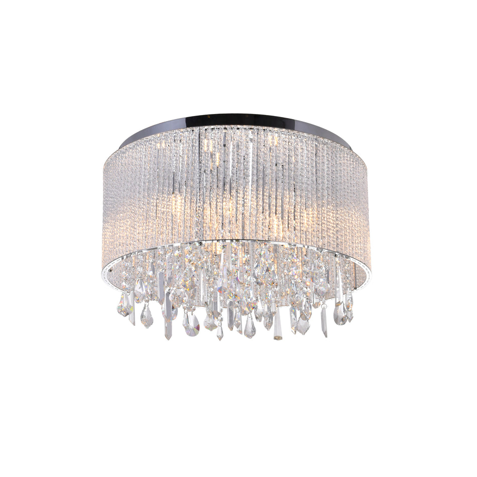Benson 9 Light Drum Shade Flush Mount With Chrome Finish