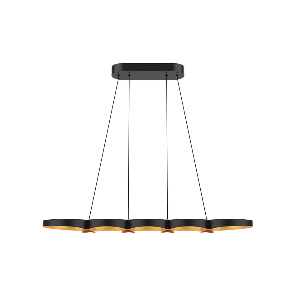 Maestro 38-in Black/Gold LED Linear Pendant