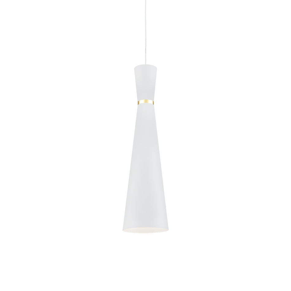 Vanderbilt 6-in White With Gold Detail 1 Light Pendant