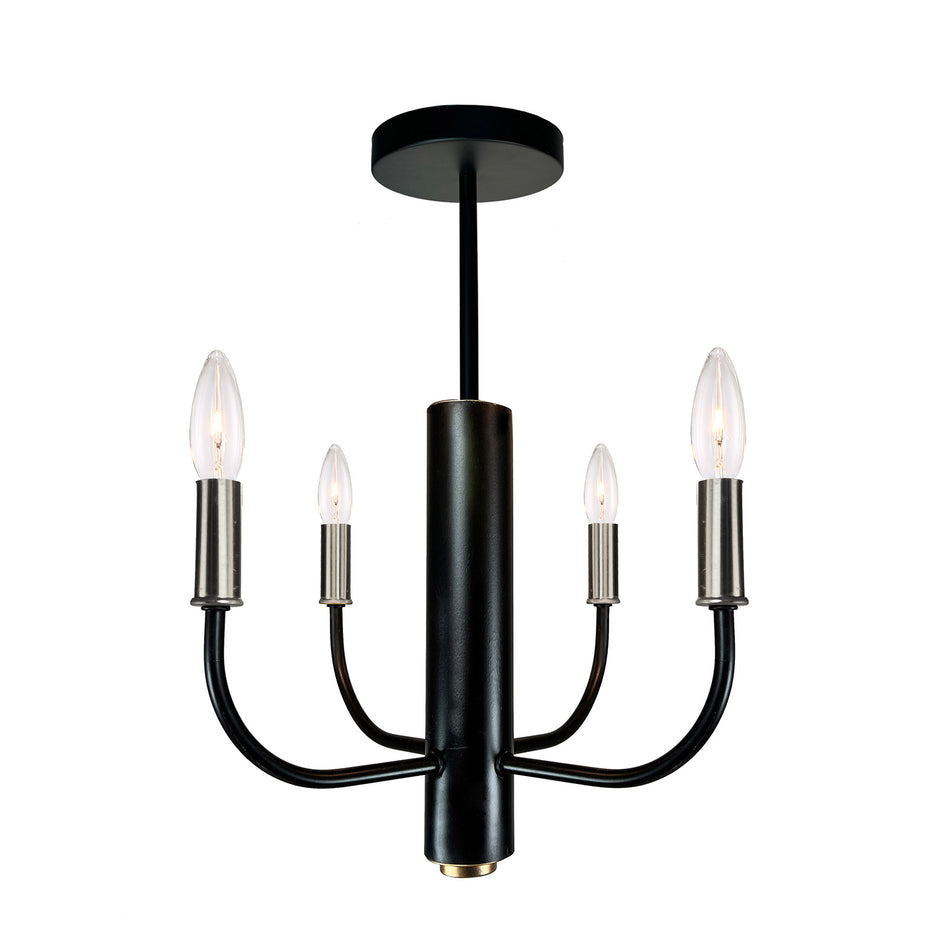 Avalon 4 Light Semi Flushmount Brushed Nickel & Black