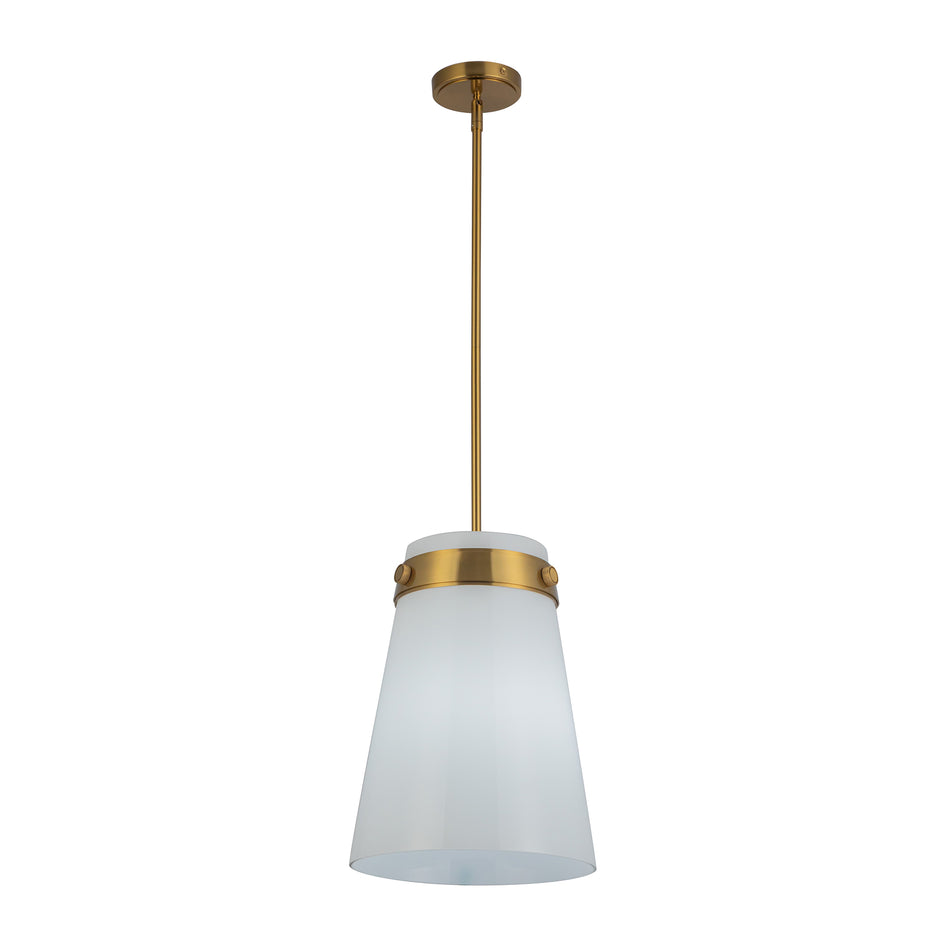 Dahlia 1 Light Pendant 12", Brushed Brass