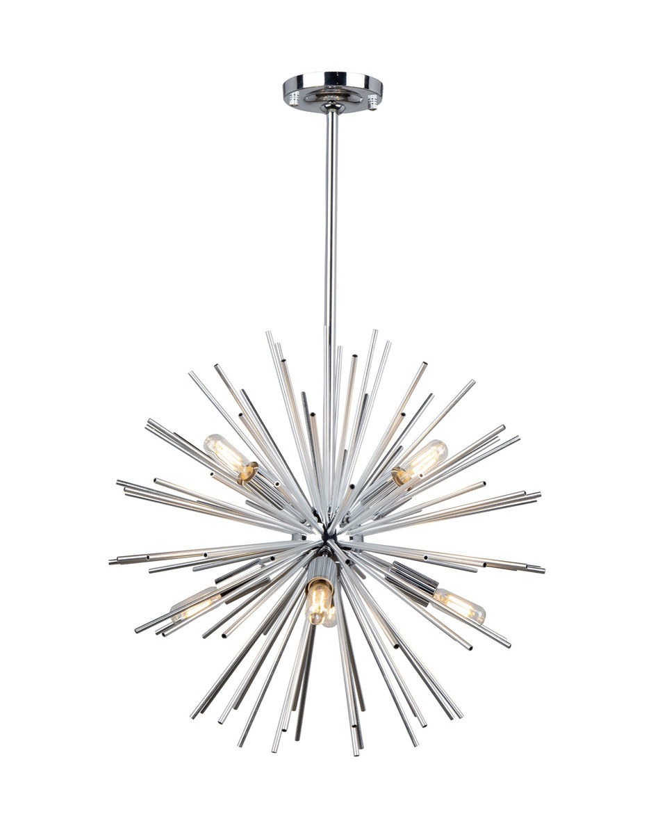 Sunburst  8 Light Chandelier (Chrome)