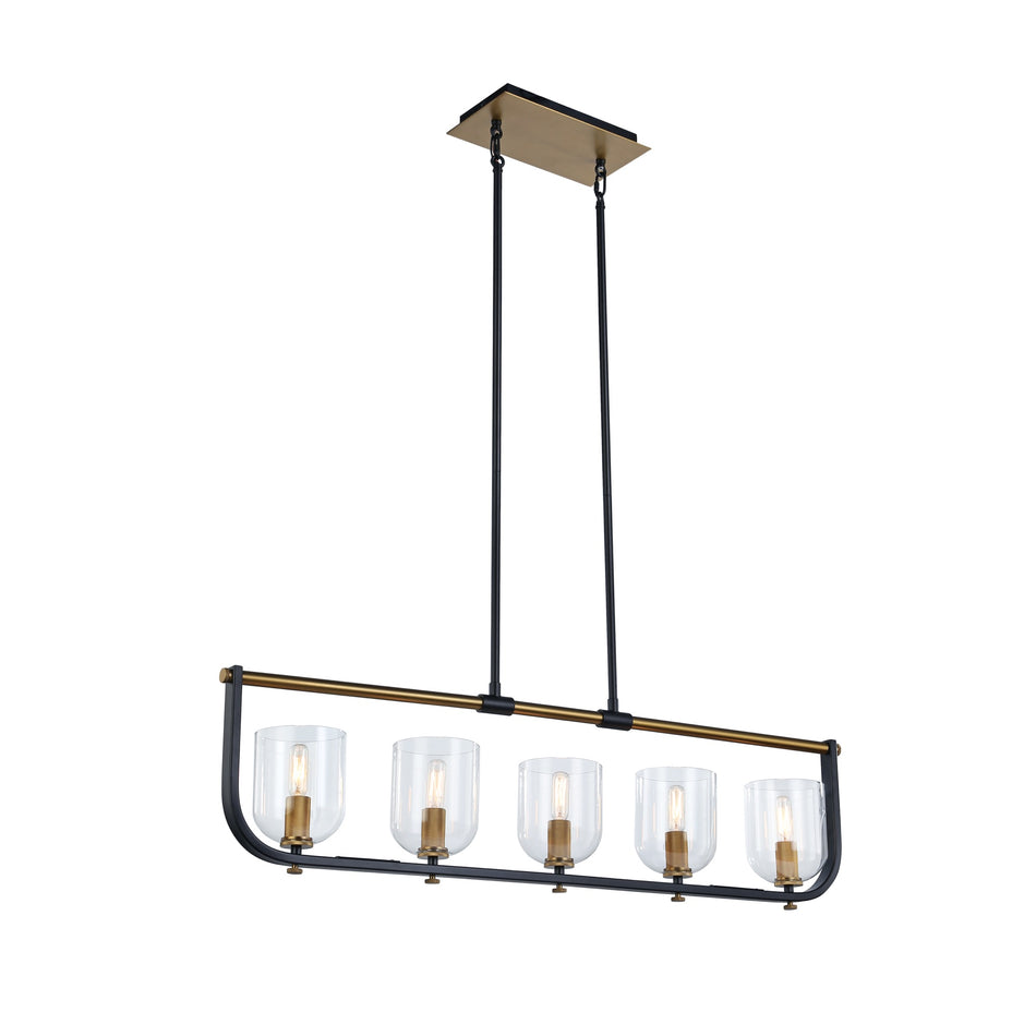 Cheshire Collection 5-Light Island Light, Black & Brass