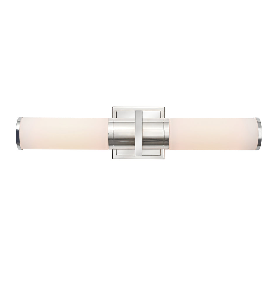 Positano Collection 2-Light Bathroom Vanity Light Polished Nickel and White Glass