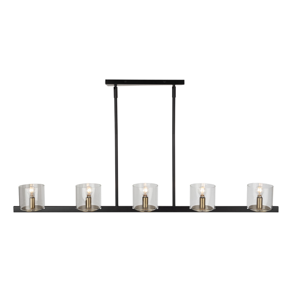 Salinas Collection 5-Light Island Light, Black and Brass
