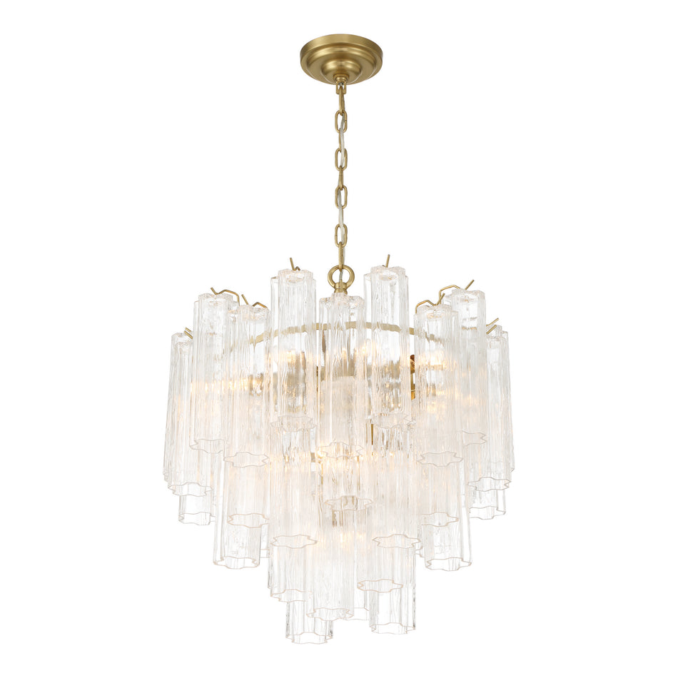 Sophia 11 Light Chandelier, Brass with Tronchi Style Glassware