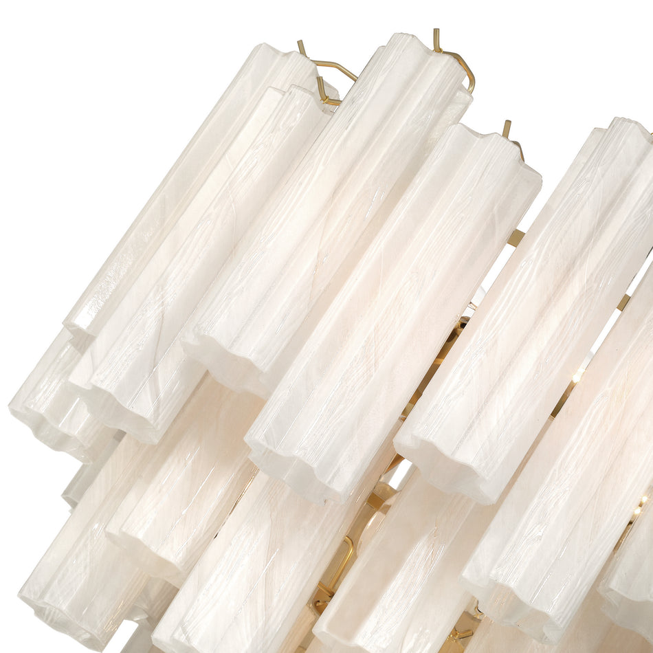 Sophia 11 Light Chandelier, Brass with Wispy WhiteTronchi Style Glassware