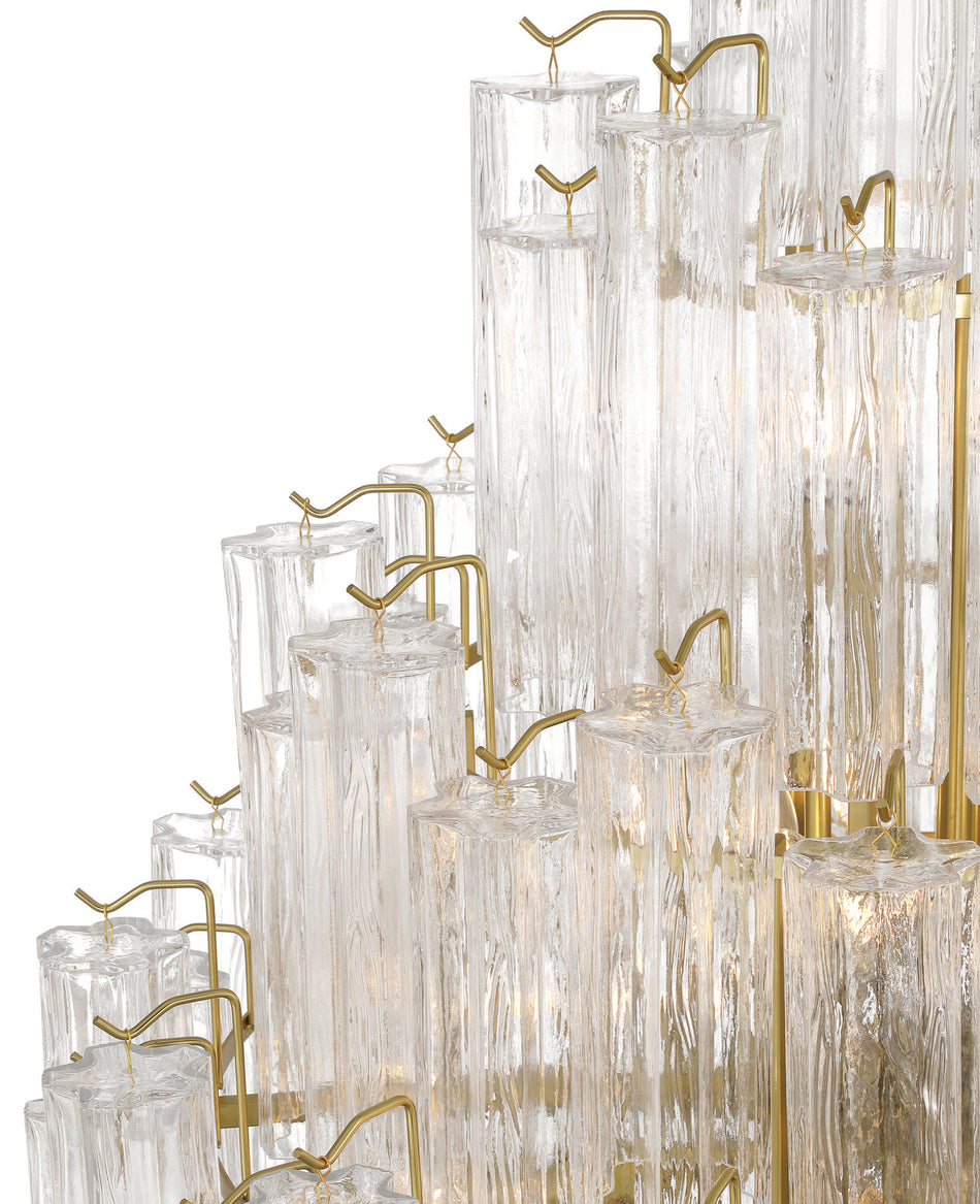 Sophia 29 Light Foyer, Brass with Clear Tronchi Style Glassware