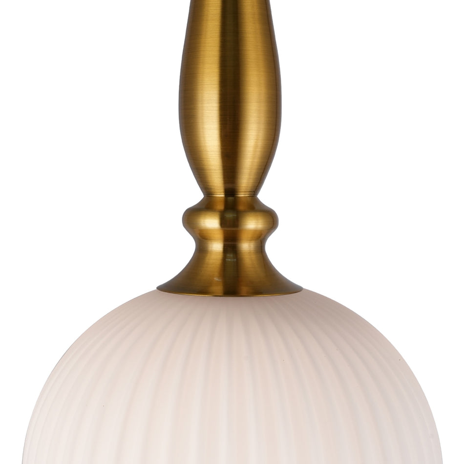 Kate 1 Light Pendant 14", Brushed Brass with Ribbed Glassware