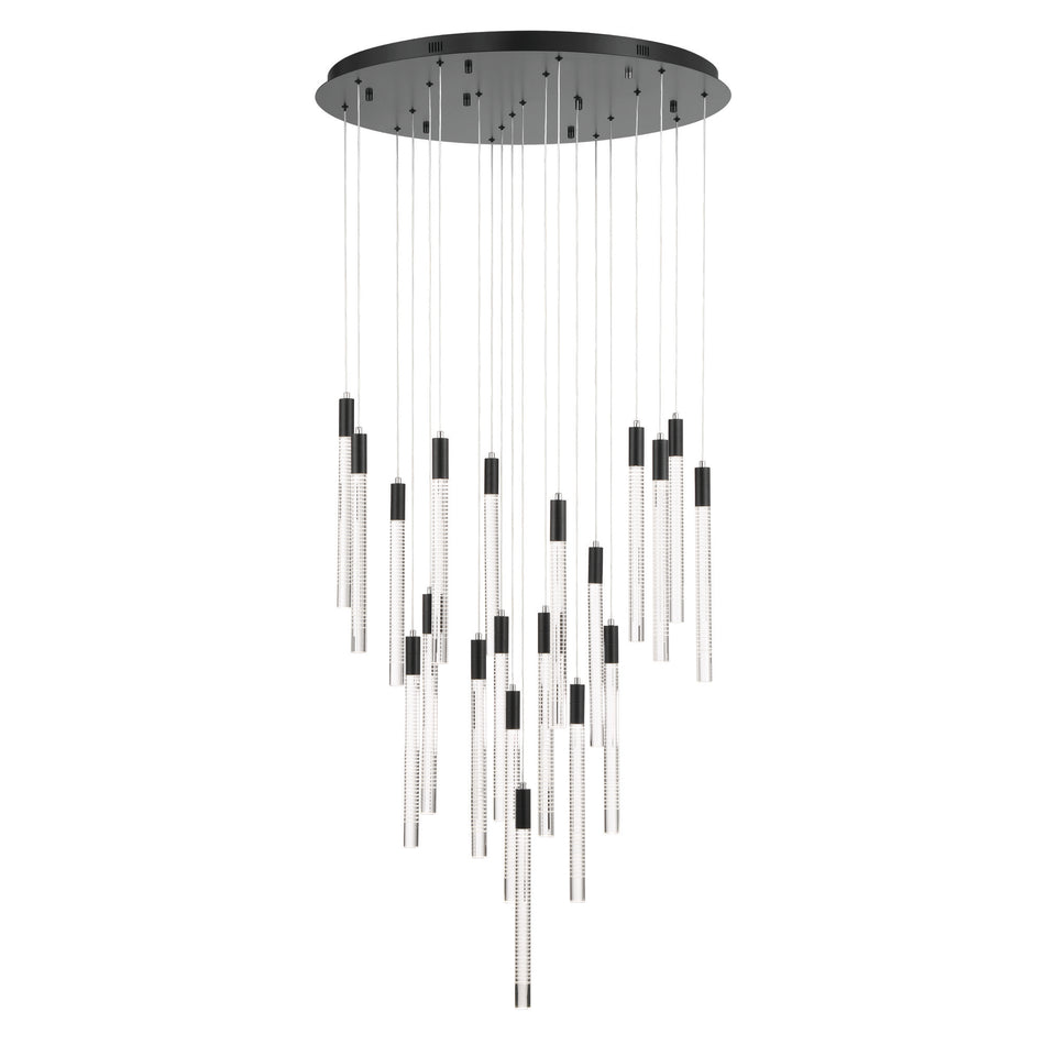 Celine 20 Light Integrated LED Chandelier, Brass with Laser Lined Glass Rods