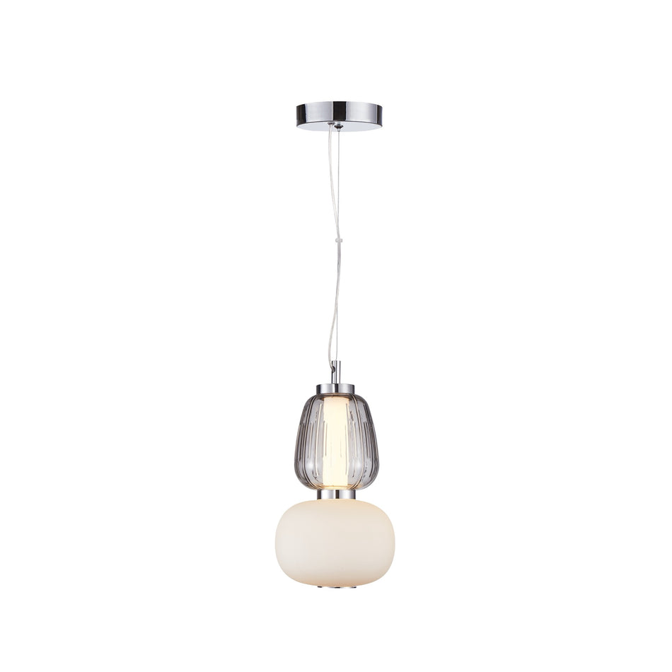 Cyra Collection 1-Light Doublt Shade Pendant Chrome