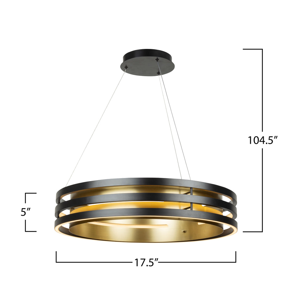 Toledo Collection 1-Light 44.5" Chandelier Black and Brushed Brass