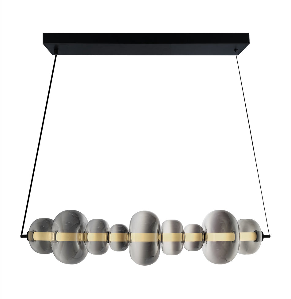 Astra Integrated LED Island Light, Black with Smoke Ombre Glassware