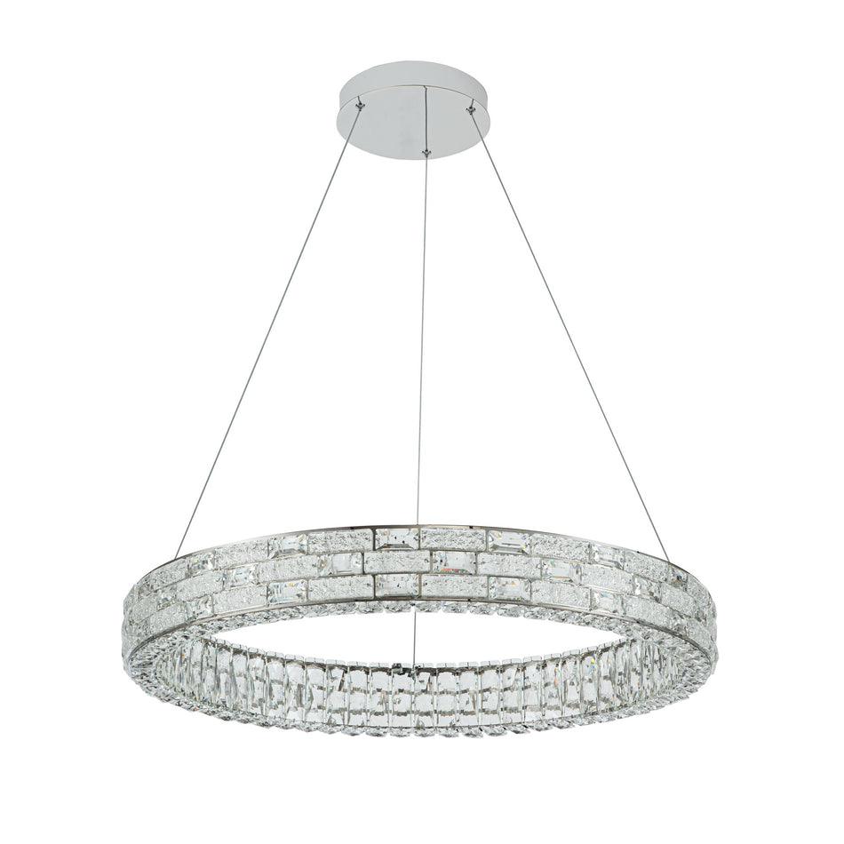 Elegance Integrated LED Chandelier 30", Chrome with Crystal Glassware