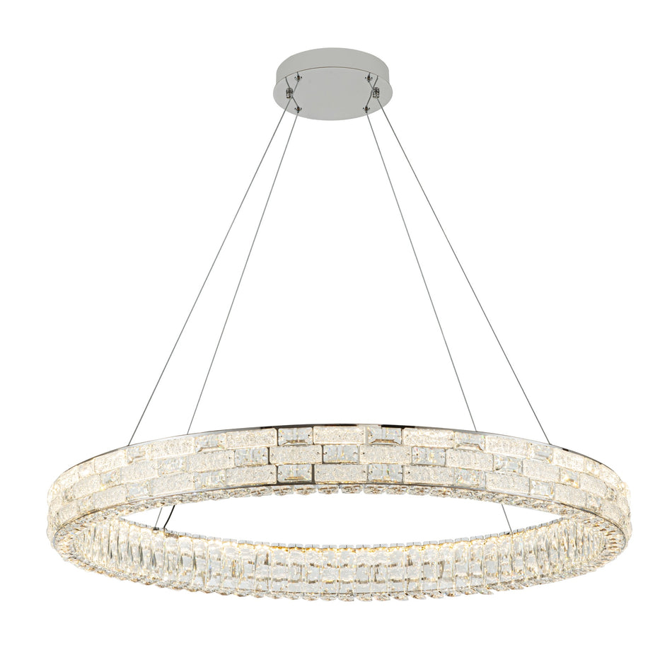 Elegance Integrated LED Chandelier 40", Chrome with Crystal Glassware