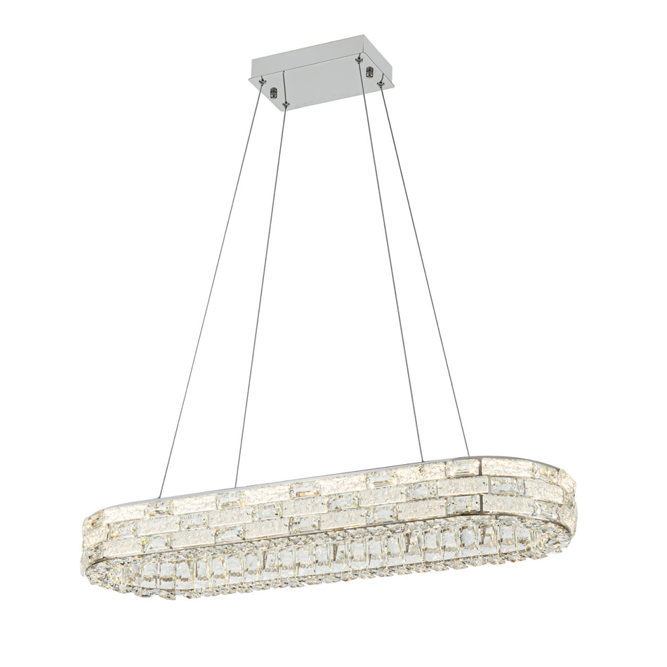 Elegance Integrated LED Island Light, Chrome with Crystal Glassware