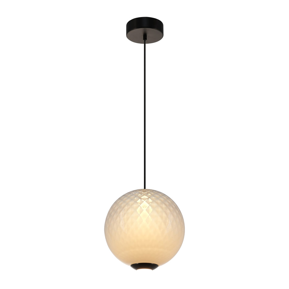 Celeste Integrated LED Pendant 12", White with Diamond Glassware