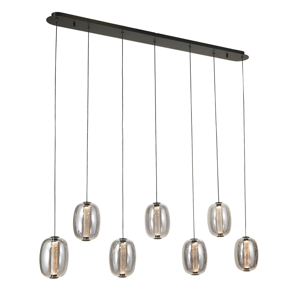 Vega Integrated LED Island Light, Black with Dark Smoke Glassware