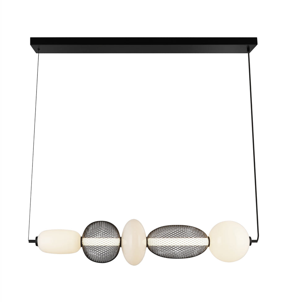 Ace Integrated LED Island Light, Black with White Opal Glassware