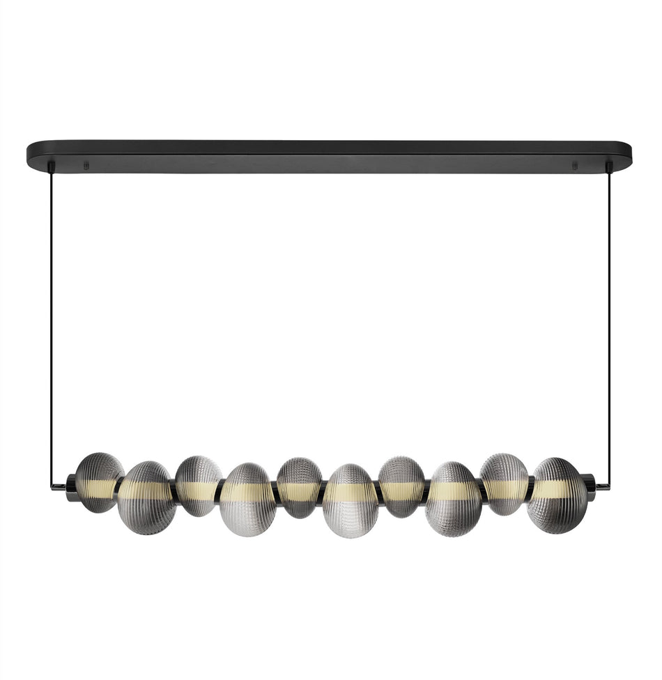 Ariel Integrated LED Island Light, Chrome with Ribbed Smoke Ombre Glassware