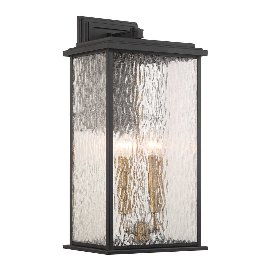 Estate 4 Light Outdoor Wall Sconce, Black, Brass with Rain Glassware
