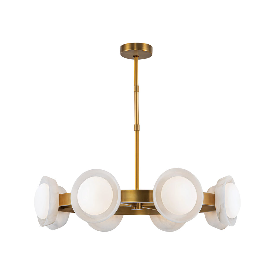 Alonso 37-in Vintage Brass/Alabaster LED Chandeliers