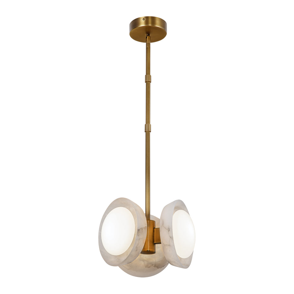 Alonso 13-in Vintage Brass/Alabaster LED Pendant