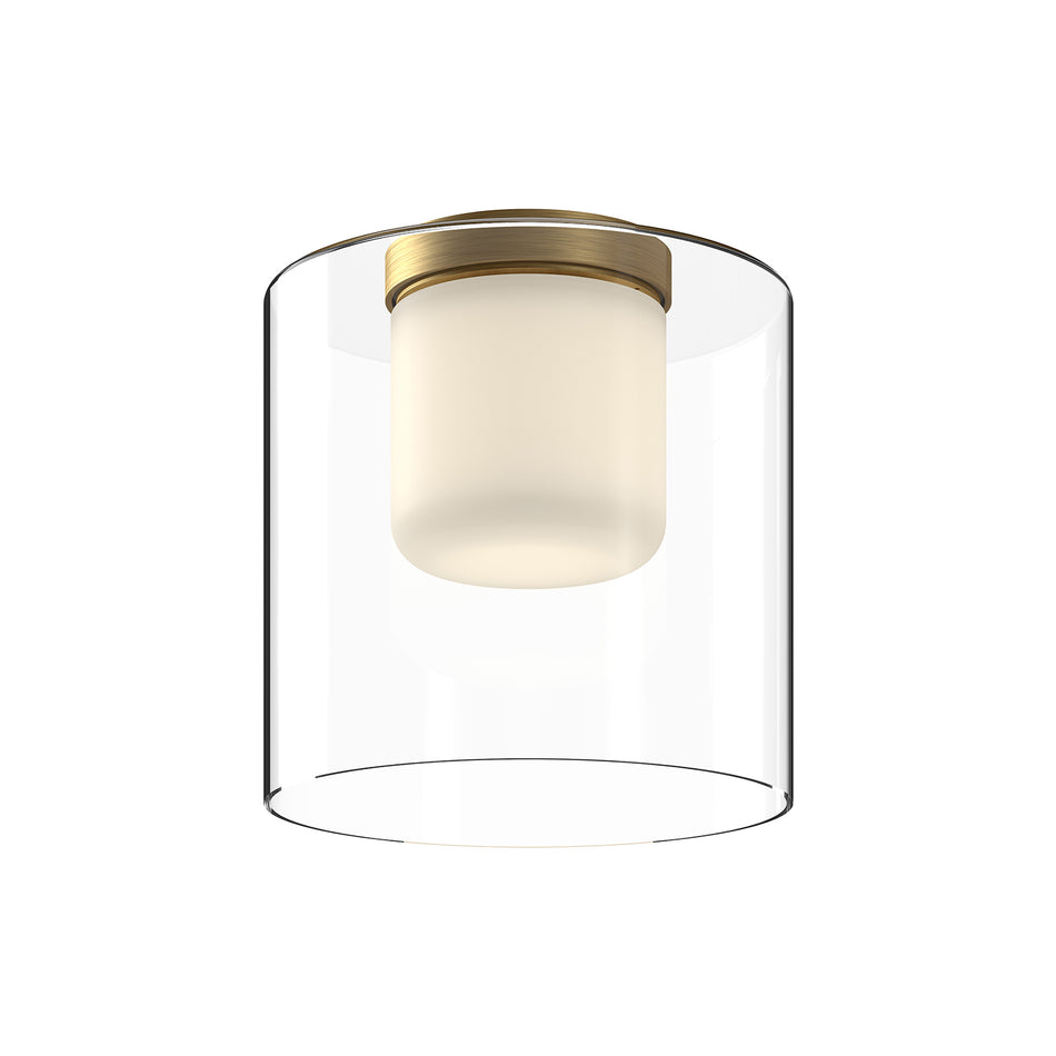 Birch 9-in Brushed Gold/Clear LED Flush Mount