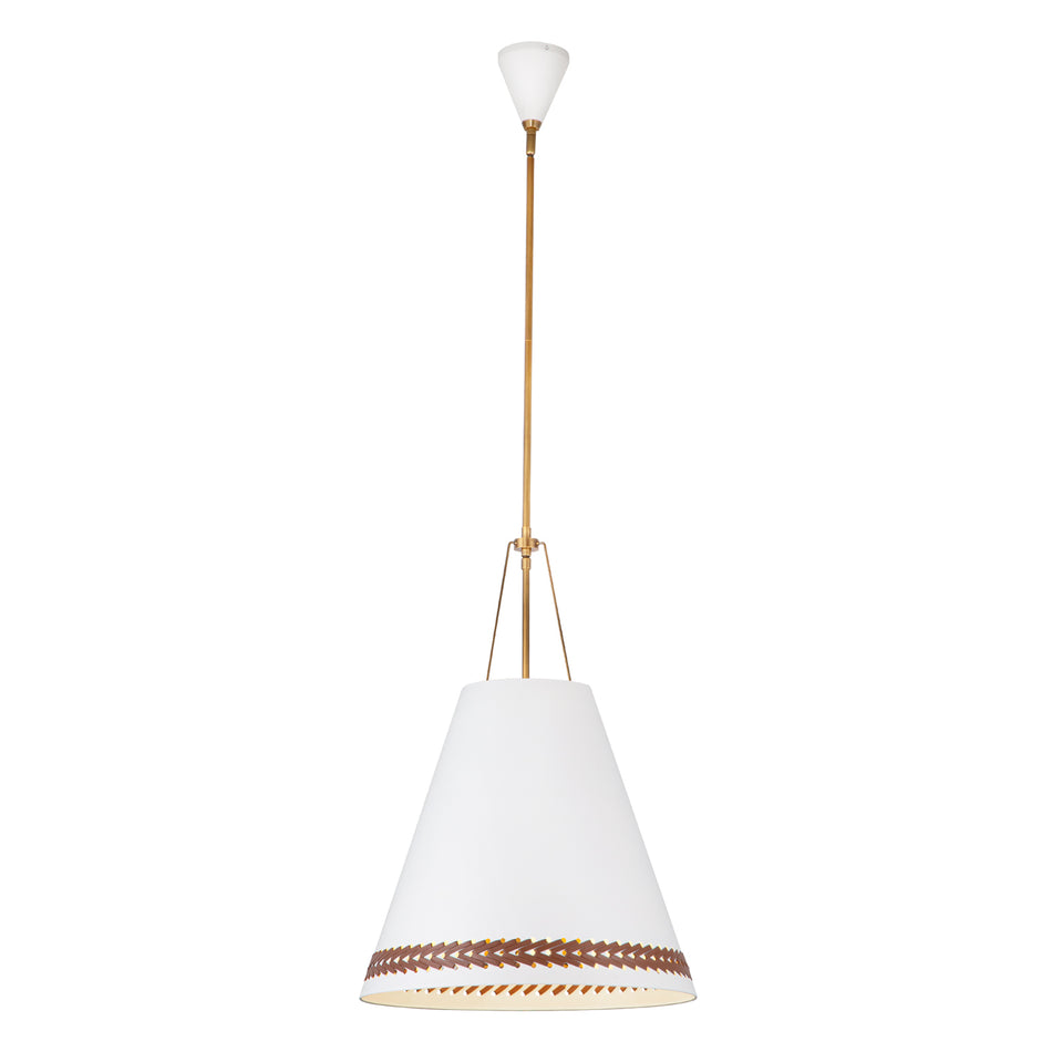 Brickell 20-in Matte White/Hazelnut Leather 3 Lights Pendant