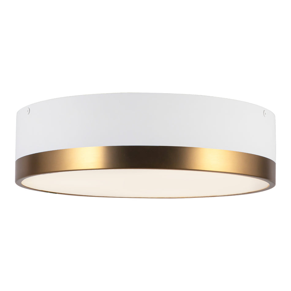 Brisbane 16-in Aged Gold/White 3 Lights Flush Mount