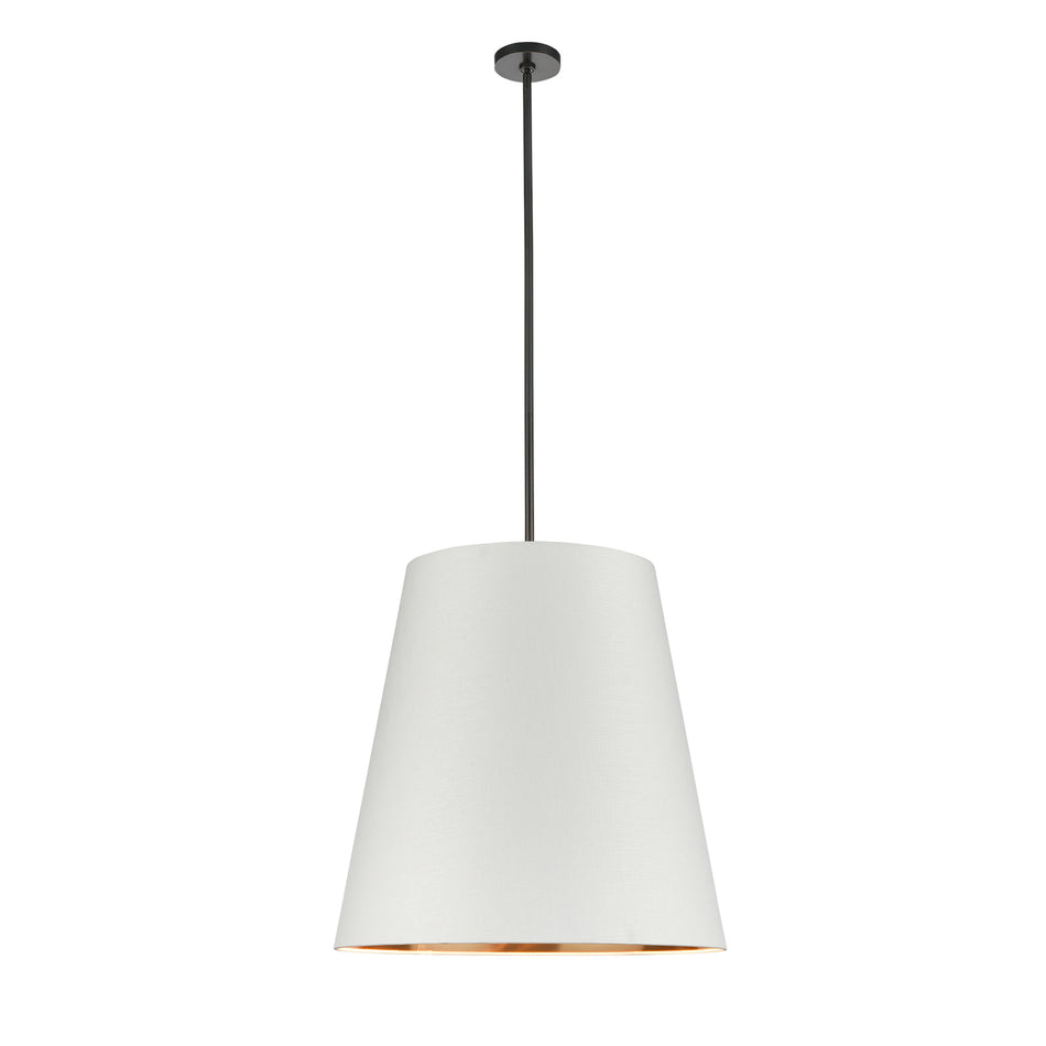 Calor 25-in Urban Bronze/White Linen With Gold Parchment 3 Lights Pendant