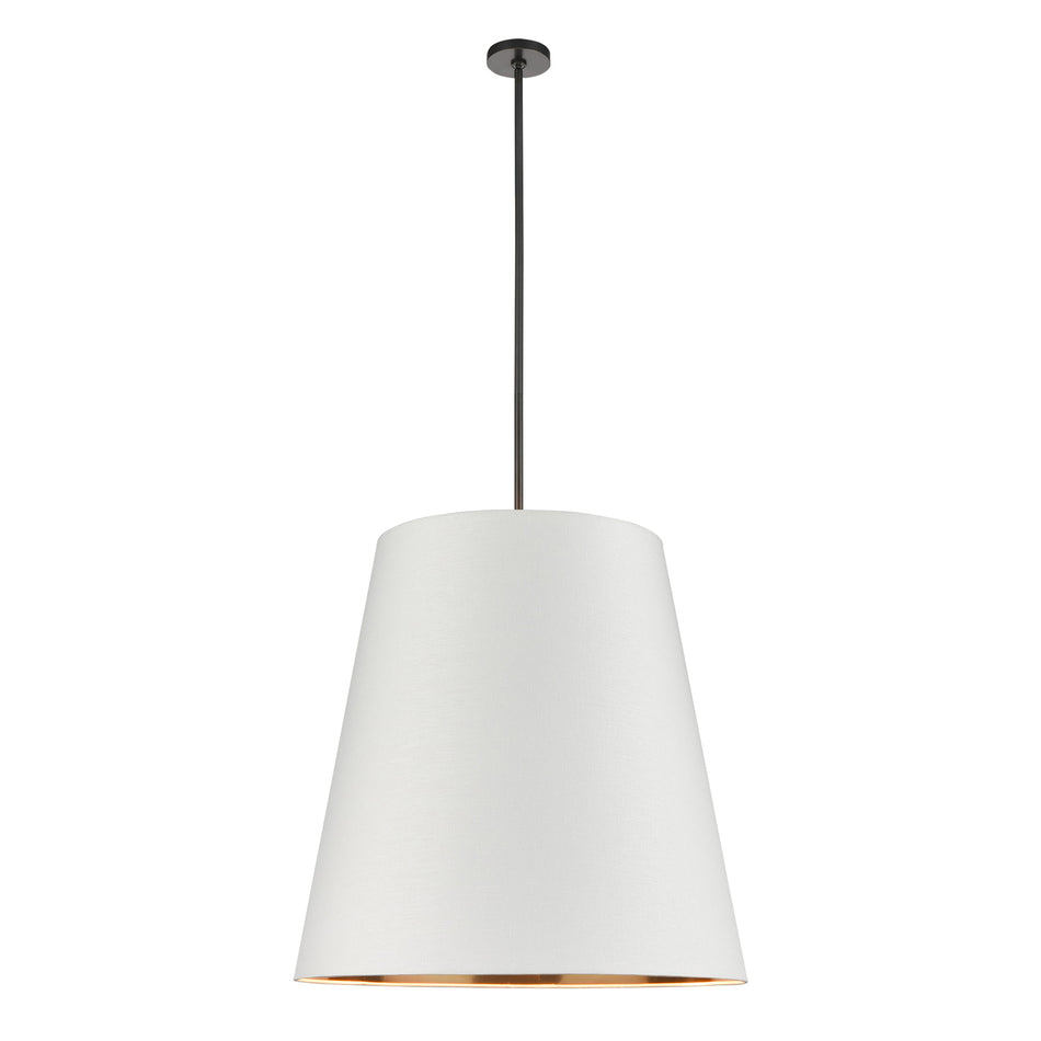 Calor 30-in Urban Bronze/White Linen With Gold Parchment 3 Lights Pendant