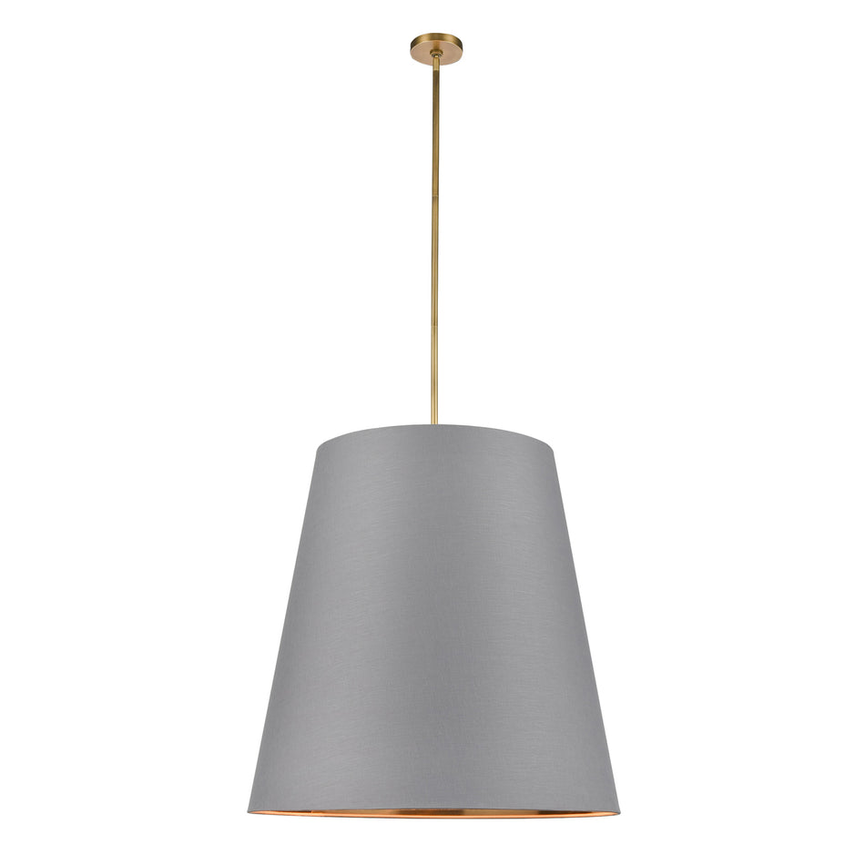 Calor 30-in Gray Linen With Gold Parchment/Vintage Brass 3 Lights Pendant