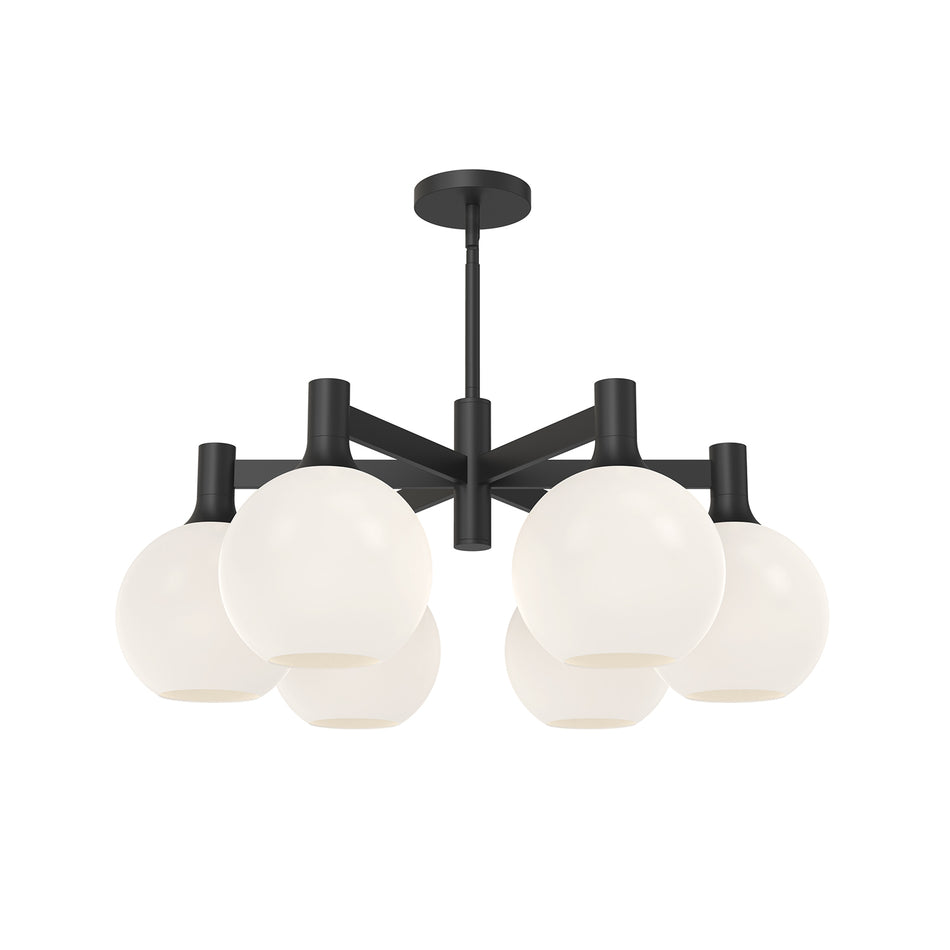 Castilla 29-in Matte Black/Opal Matte Glass 6 Lights Chandeliers