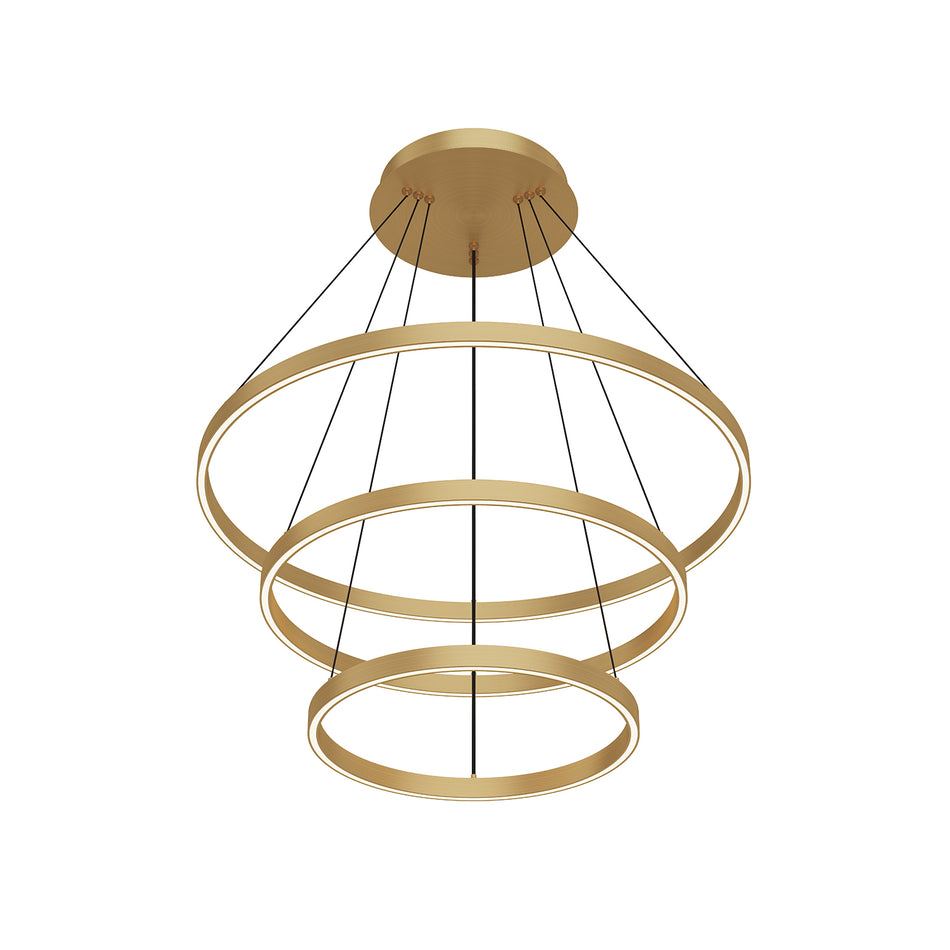 Cerchio 32-in Brushed Gold LED Chandeliers