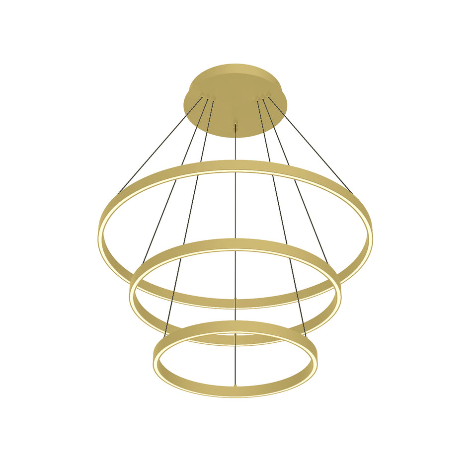 Cerchio 32-in Brushed Gold LED Chandeliers