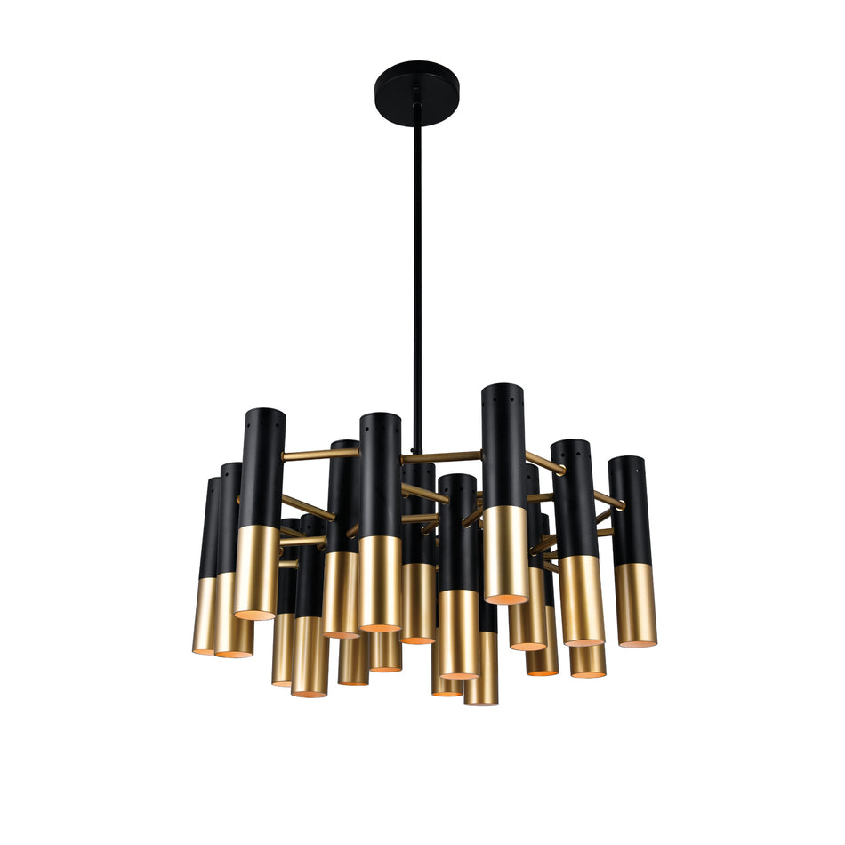 Anem 19 Light Matte Black & Satin Gold Finish Down Chandelier