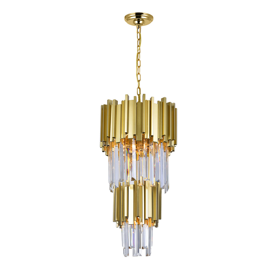 Deco 4 Light 12in Medallion Gold Down Mini Chandelier