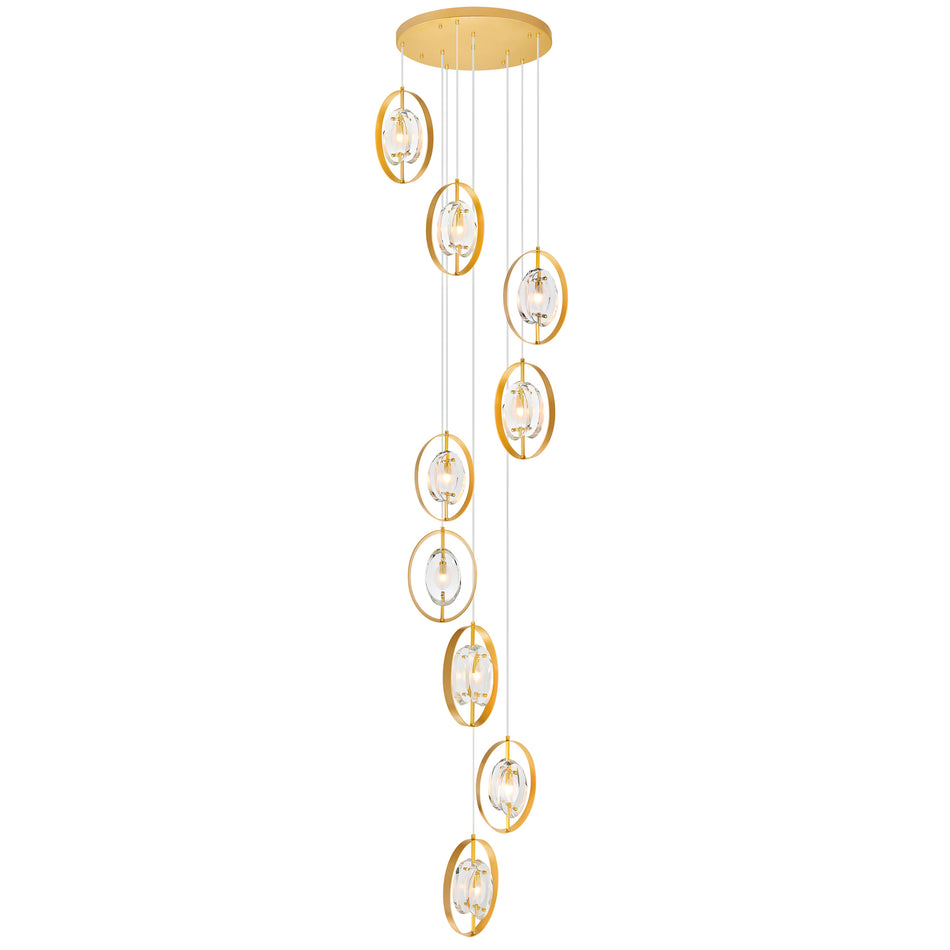 Iris 9 Light Pendant With Sun Gold Finish