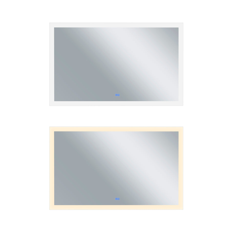 Abigail Rectangular 70x36in Matte White Integrated LED Mirror